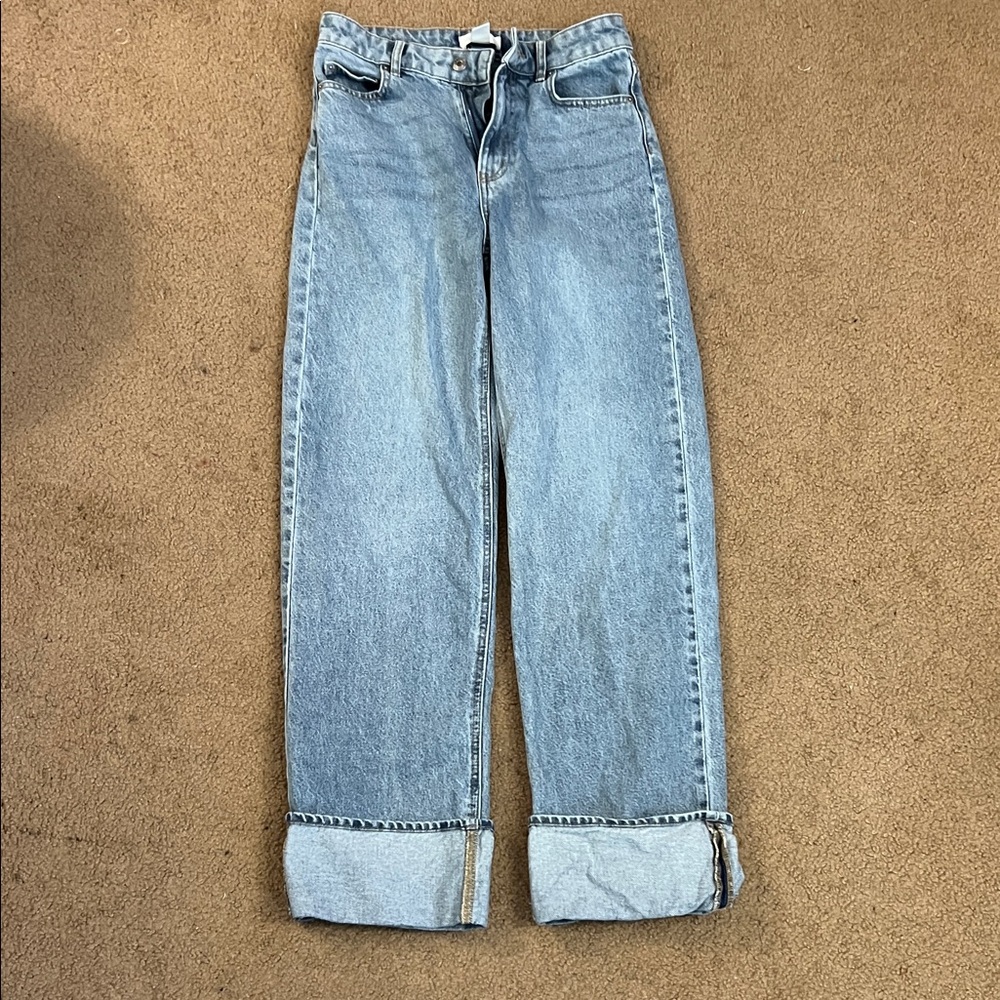 h&m cuffed wide leg jeans